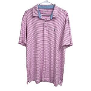 Izod Golf Polo Shirt Men's Large Pink Stripes Short Sleeve